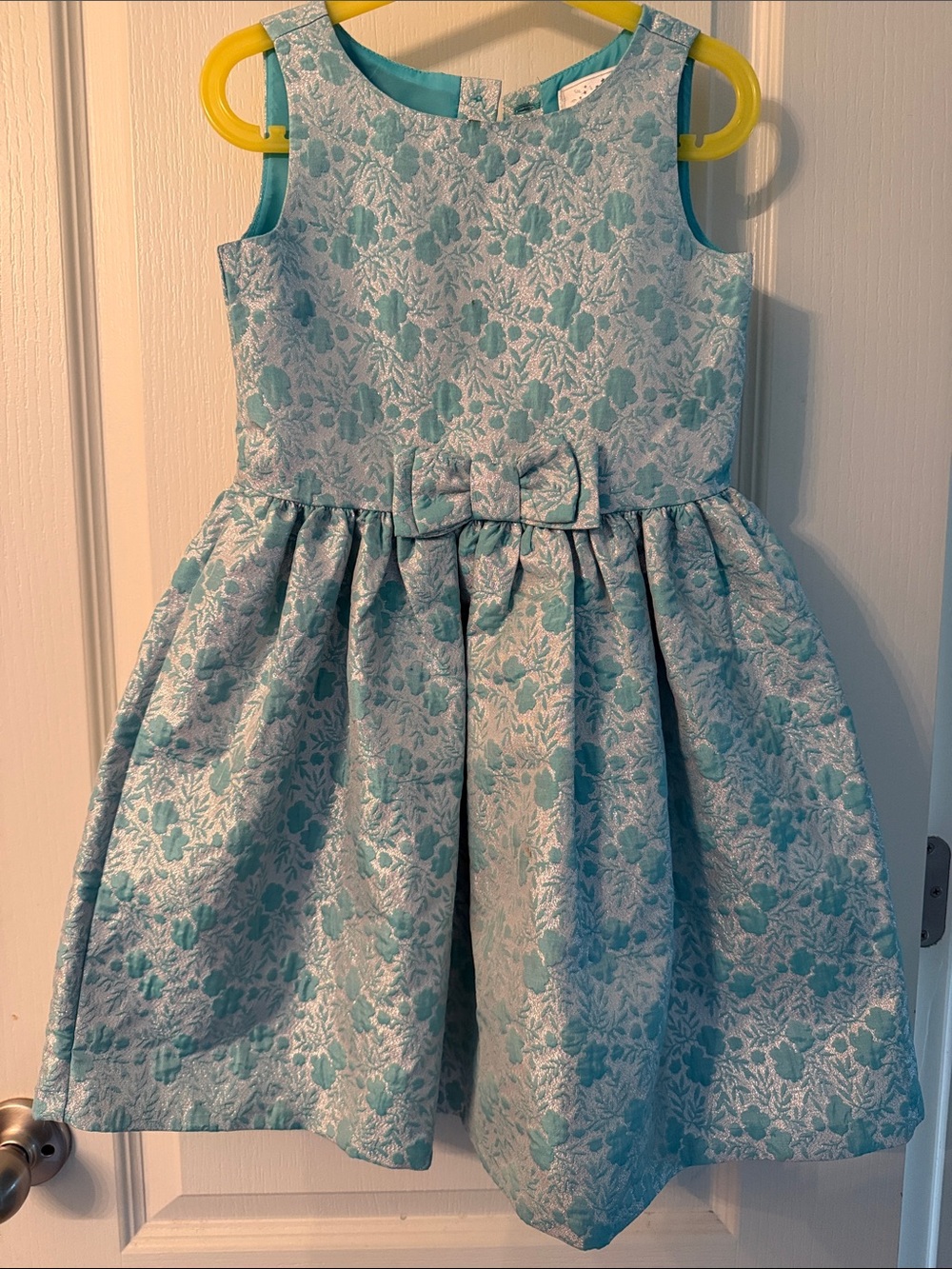 Gymboree Girls Sleeveless Aqua Floral Party Dress with Bow Size 6